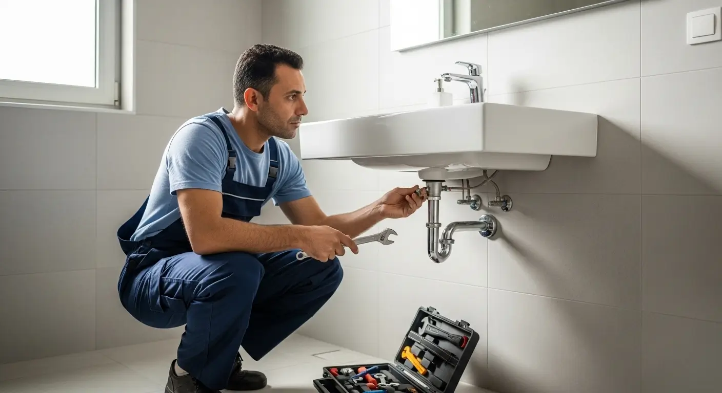 سباك مغربي يفحص أنابيب الماء تحت الحوض ثمن السباك بالمغرب