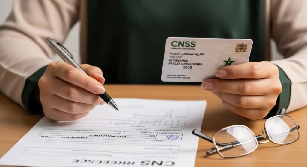 شخص مغربي يحمل بطاقة التأمين الصحي CNSS لاسترداد تكاليف الكشف الطبي