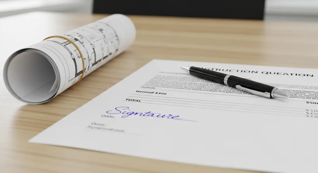 عرض أسعار نجارة ألومنيوم موقّع على مكتب