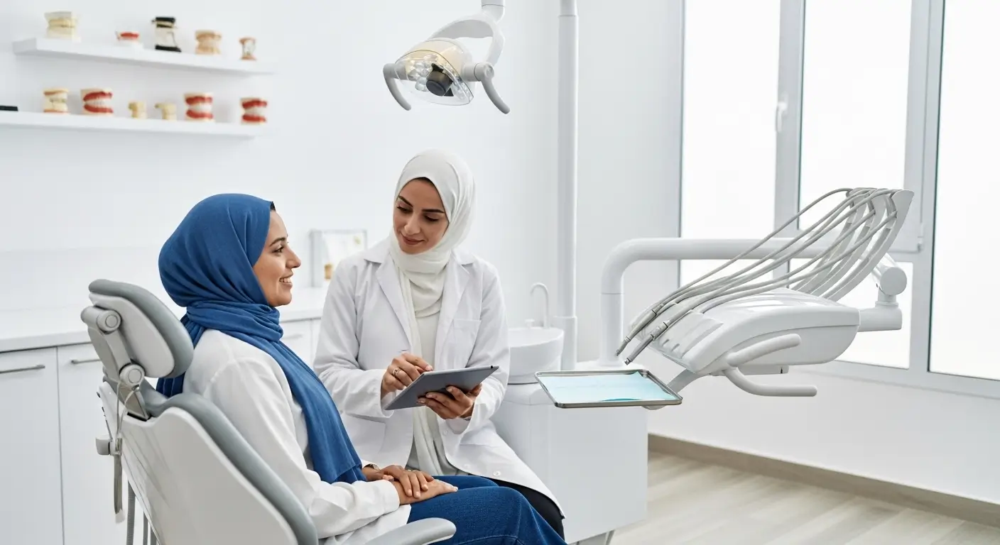 مريض مغربي عند طبيب الأسنان في عيادة حديثة ثمن طبيب أسنان بالمغرب