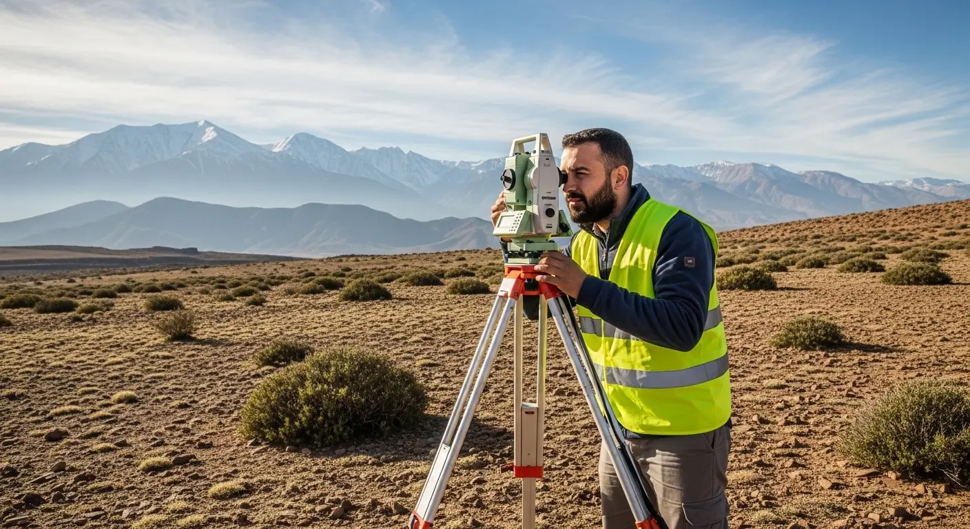مساح طبوغرافي معتمد بالمغرب يستخدم جهاز المسح ثمن الطبوغرافي بالمغرب - الطبوغرافي في الميدان