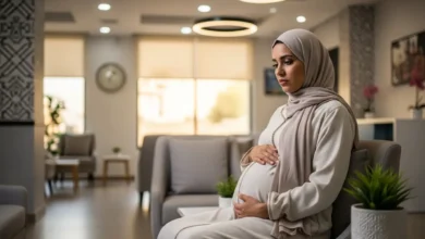 ثمن الولادة القيصرية في المغرب - امرأة حامل مغربية في غرفة انتظار مصحة خاصة