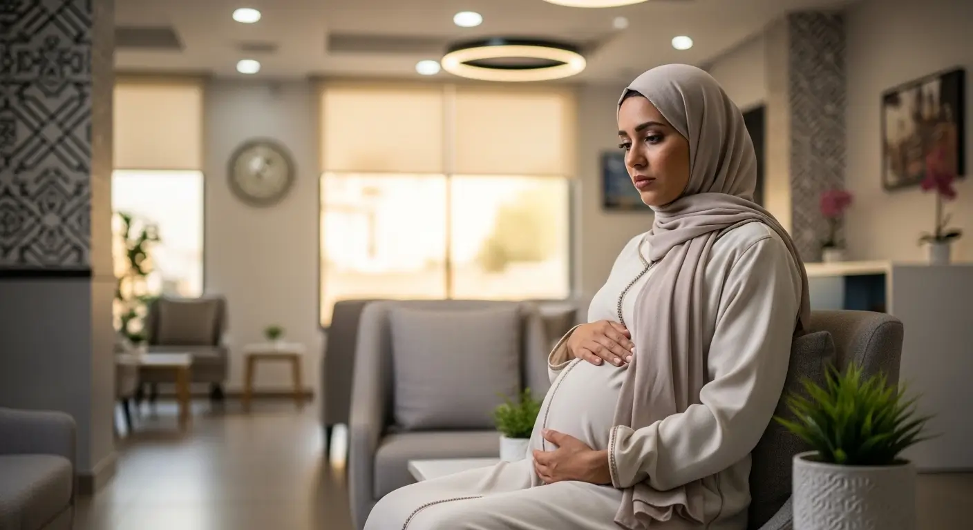 ثمن الولادة القيصرية في المغرب - امرأة حامل مغربية في غرفة انتظار مصحة خاصة