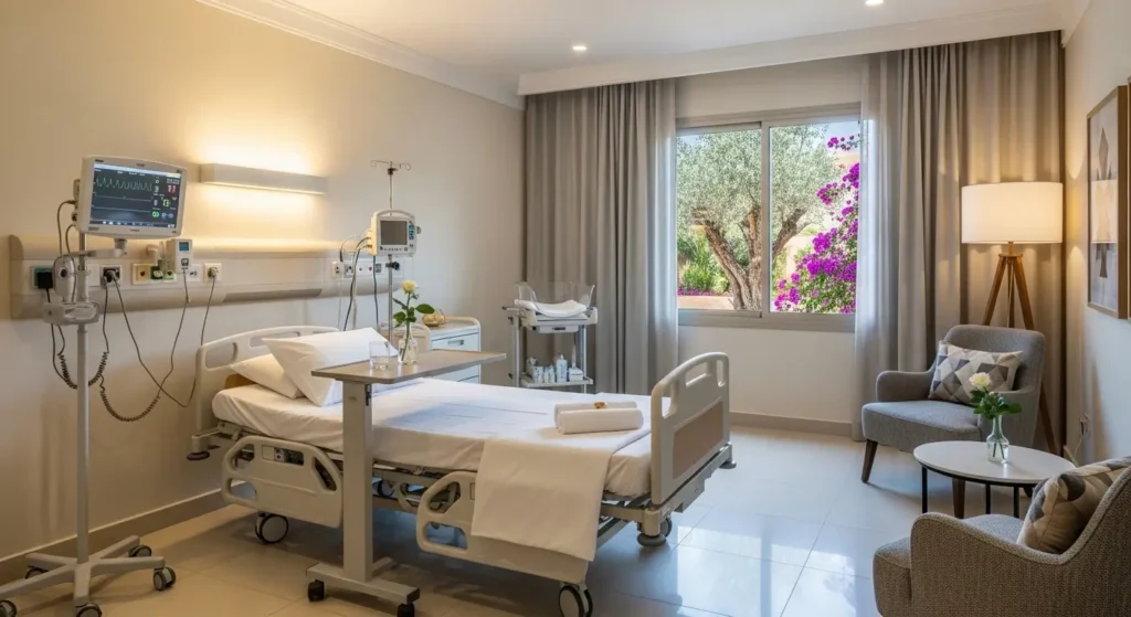 غرفة ولادة في مصحة خاصة مغربية نظيفة ومريحة